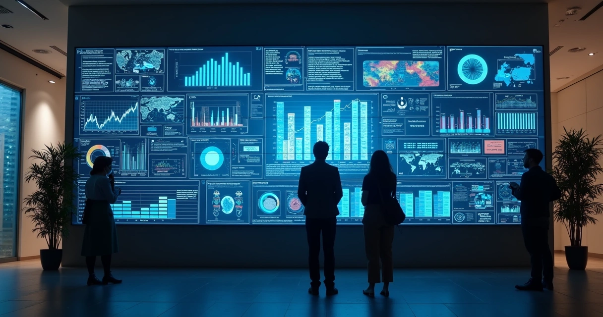 Painel digital com gráficos de monitoramento de TI e notificações de alerta 