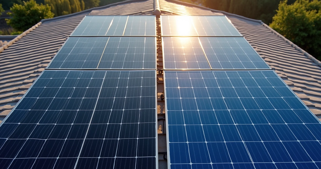 Dois tipos de painel solar instalados lado a lado em telhado 