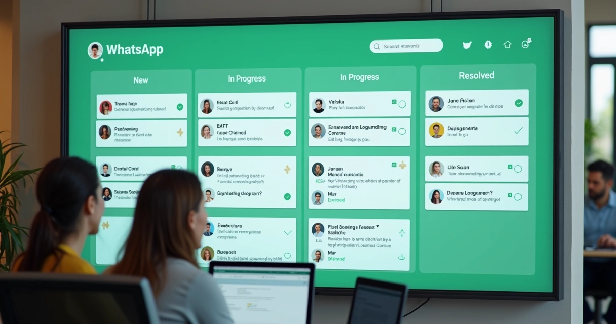 Painel Kanban digital com múltiplos atendentes no WhatsApp 