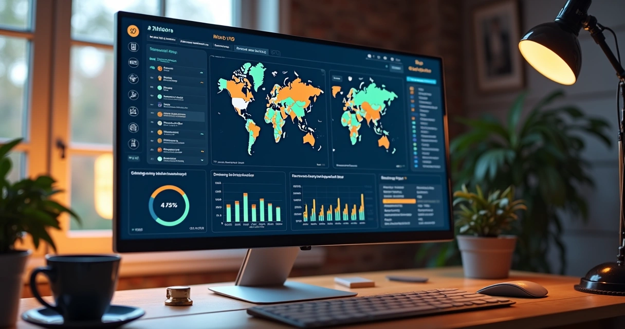 Dashboard digital mostrando monitoramento de vários canais de vendas