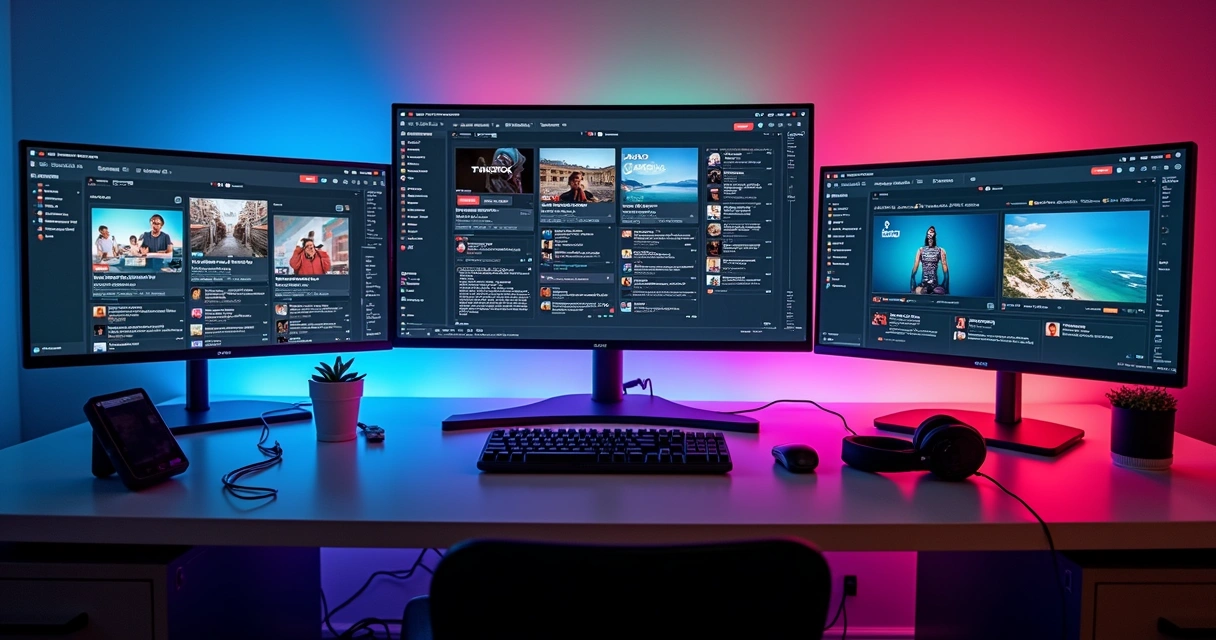 Painel de controle de live com múltiplas plataformas conectadas 