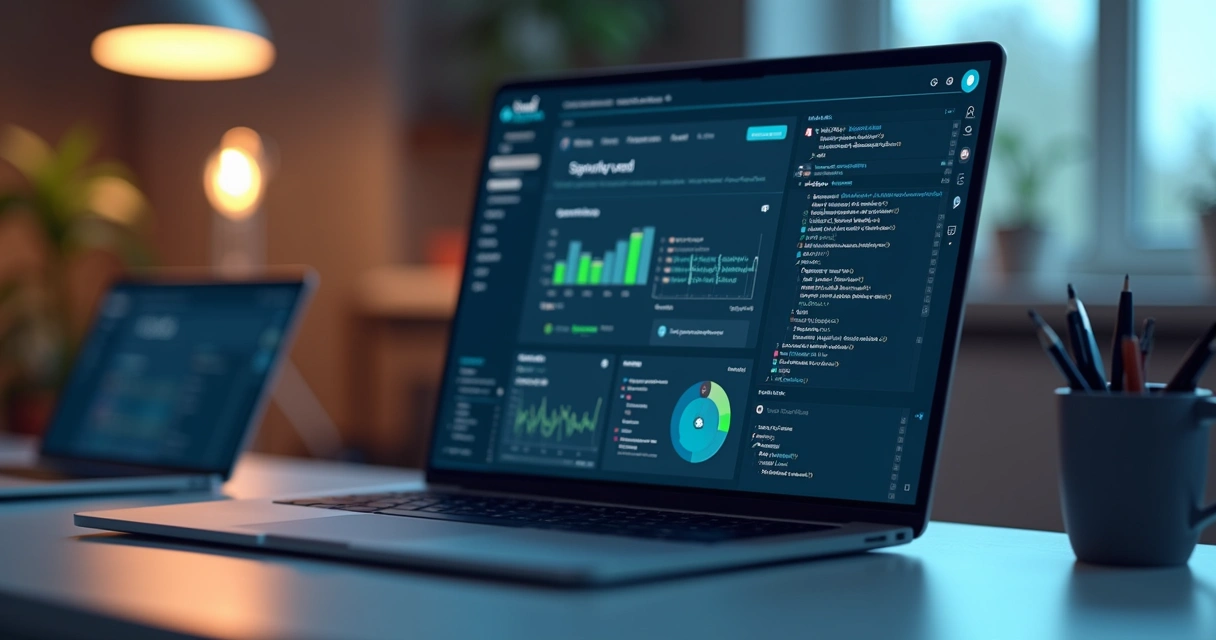 Painel de código em nuvem com gráficos de uso