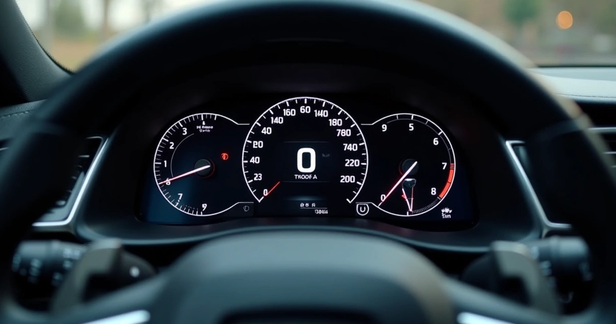 Visor digital de painel de carro exibindo a quilometragem exata 