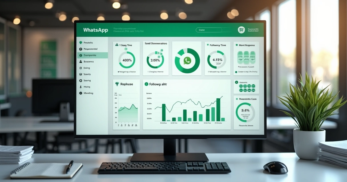 Painel com métricas de atendimento e mensagens no WhatsApp