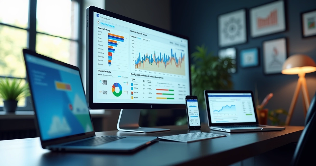 Painel com dashboard de analytics mostrando rastreamento de parâmetros UTM em campanhas digitais 
