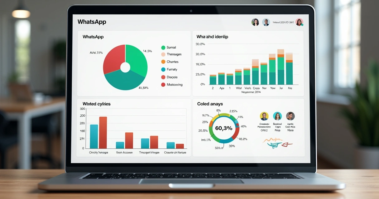 Dashboard digital com estatísticas de participação em grupo do WhatsApp