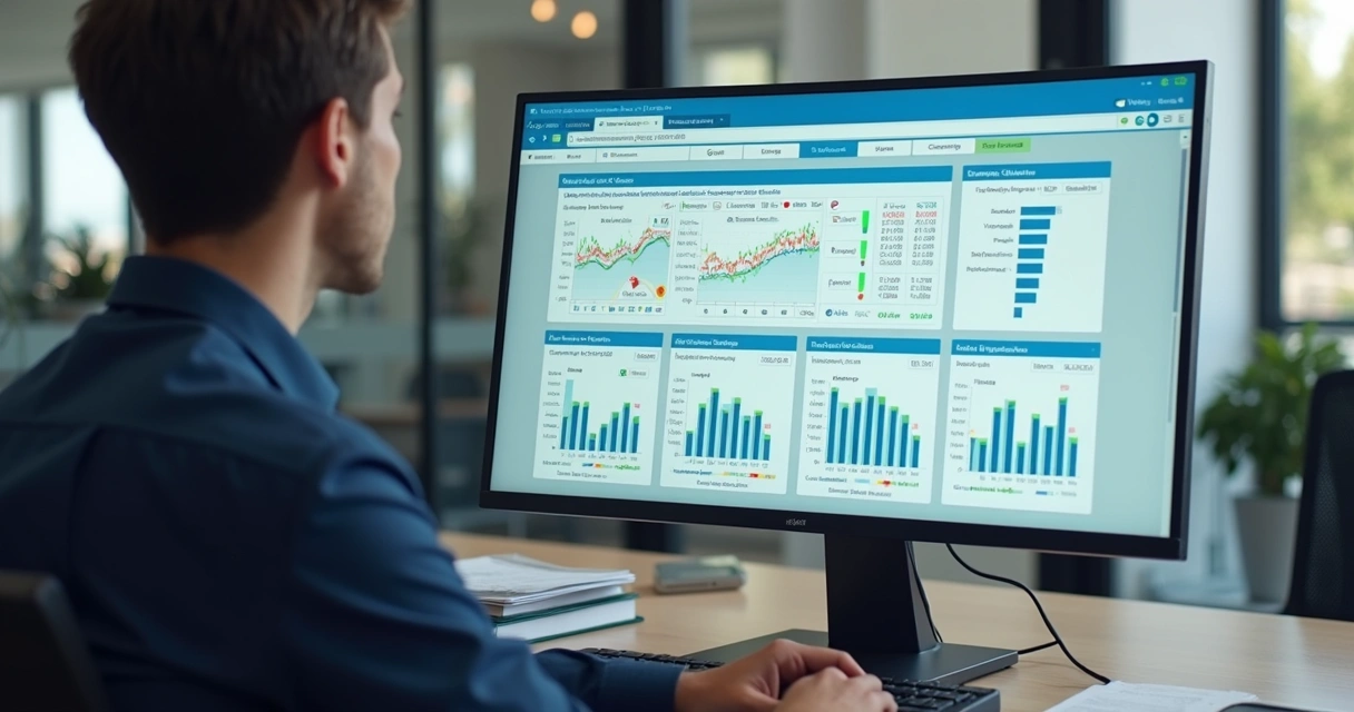 Painel de PDV com várias lojas em monitor