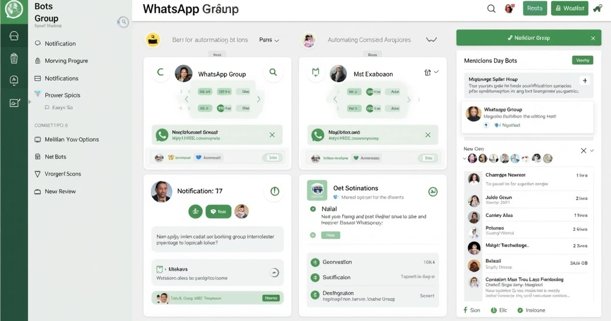 Painel de plataforma de automação com grupos do WhatsApp