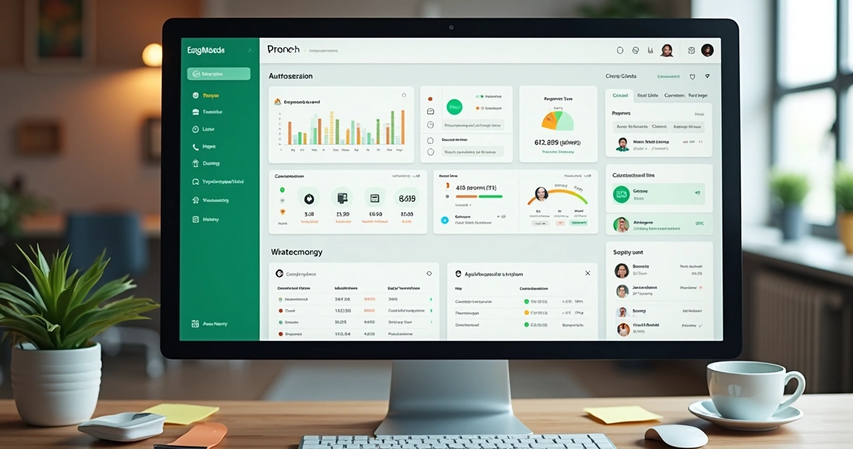 Painel de plataforma de automação de WhatsApp exibindo métricas 
