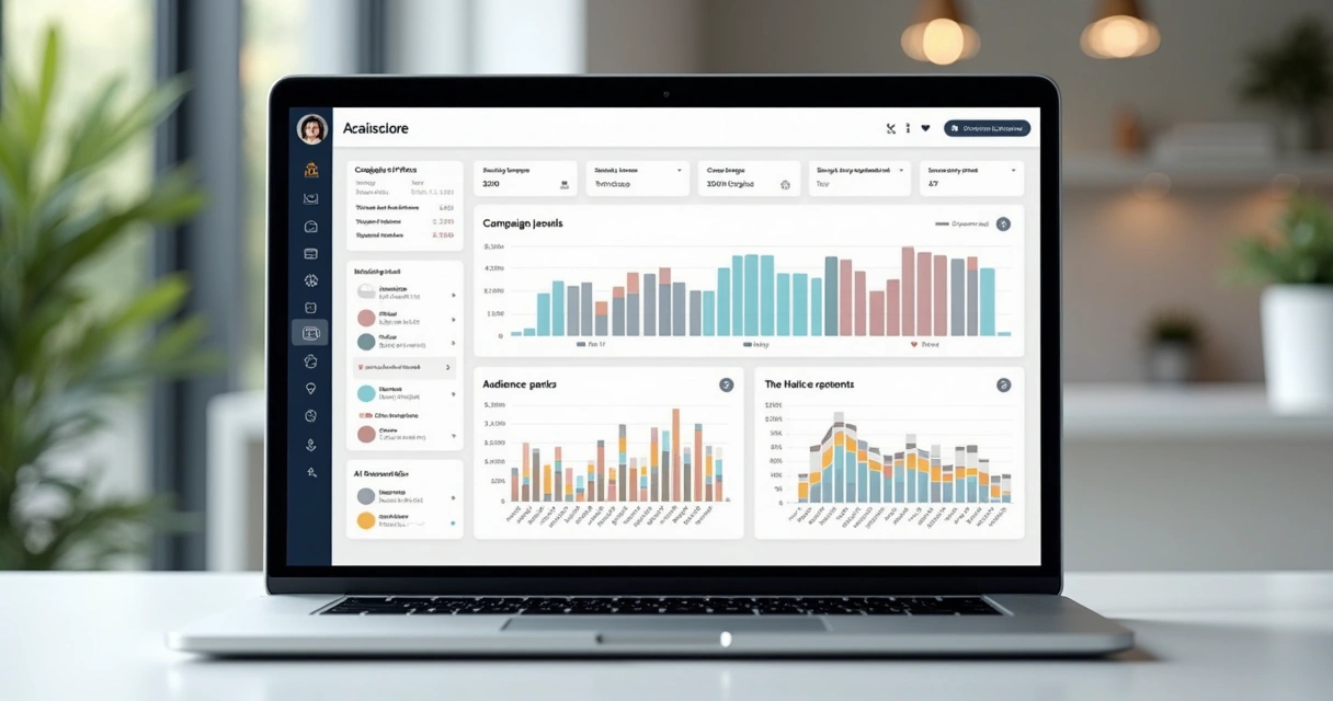 Painel moderno de plataforma de automação para e-commerce, com gráficos e dashboards 