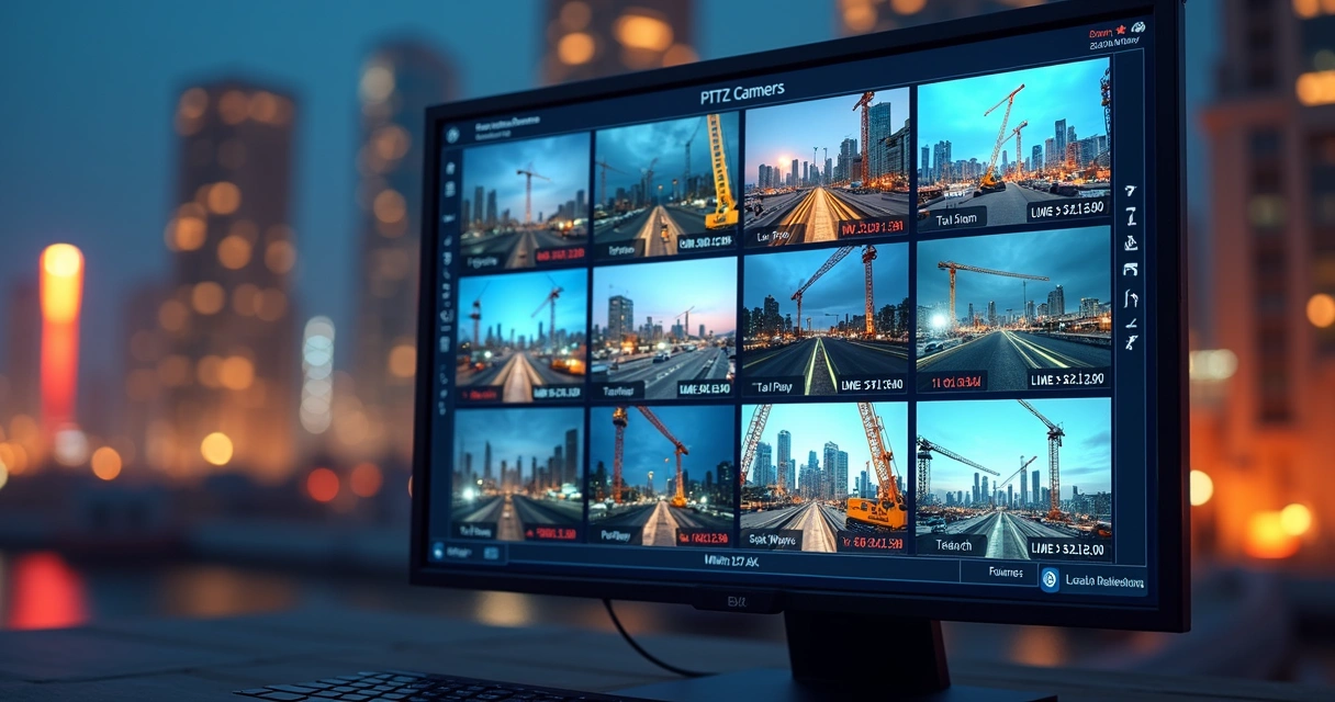 Dashboard digital com câmeras de obra em tempo real