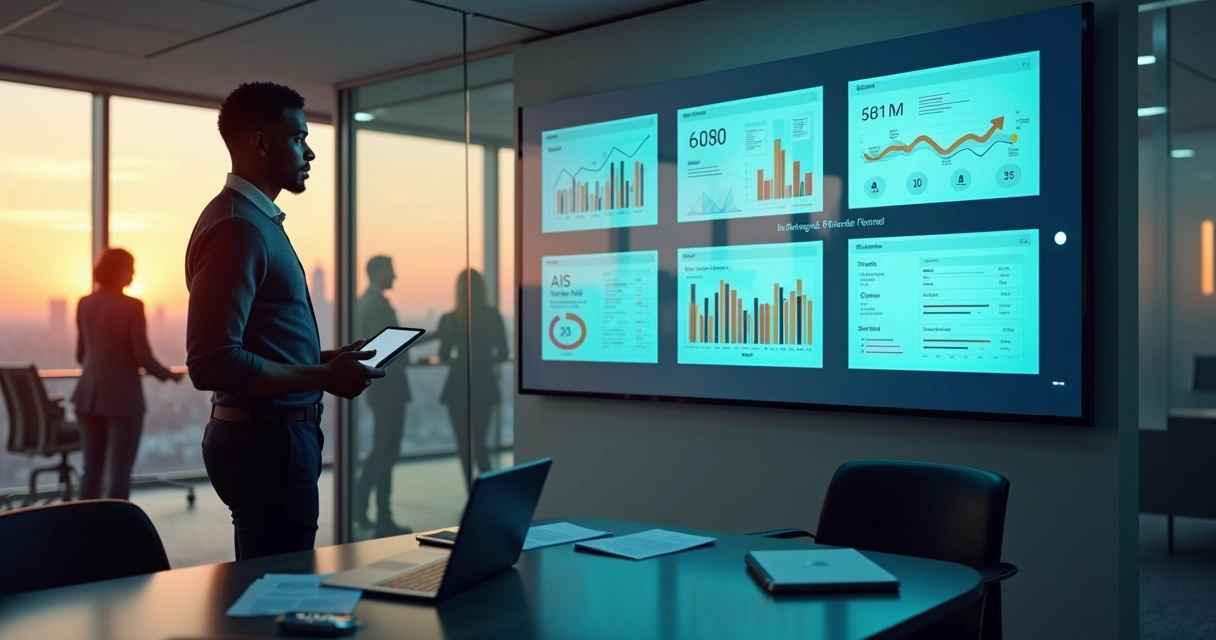 Profissional analisa painel digital com diferentes plataformas de recrutamento 