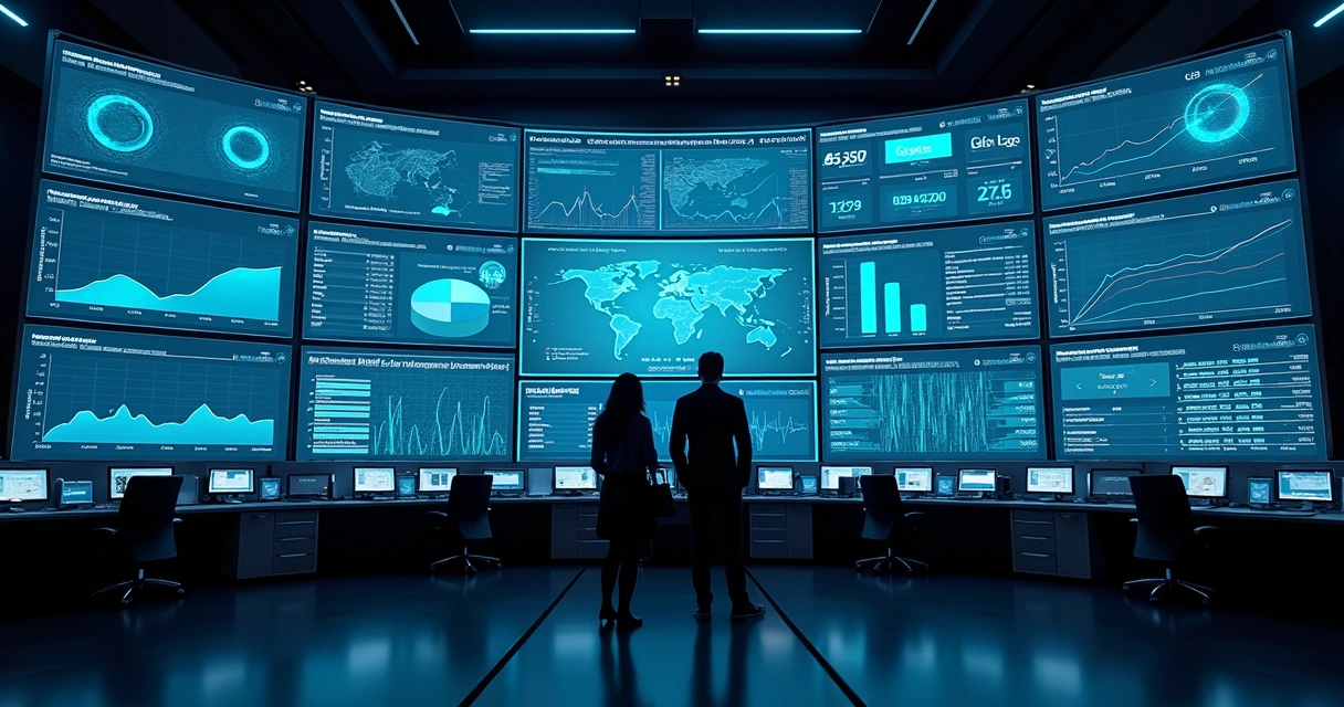 Painel de monitoramento com alertas preditivos em centro de operações