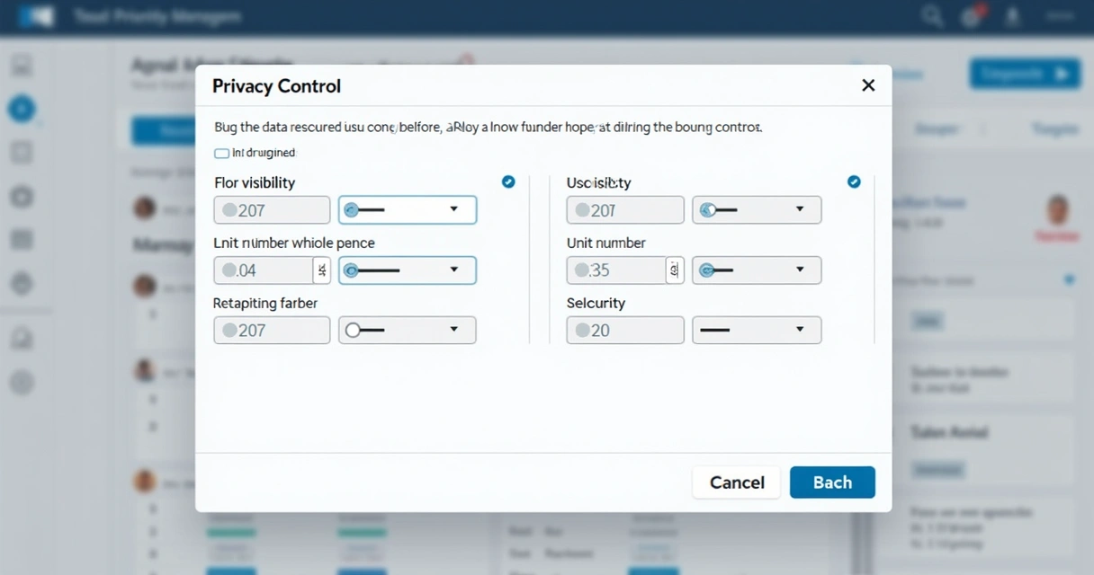 Tela de sistema exibindo painel de controle de privacidade condominial 