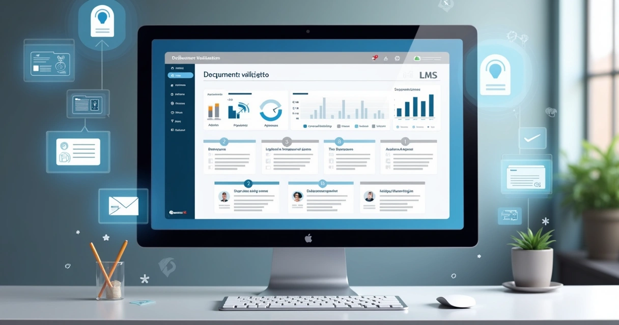 Painel de um LMS mostrando processo de validação documental 