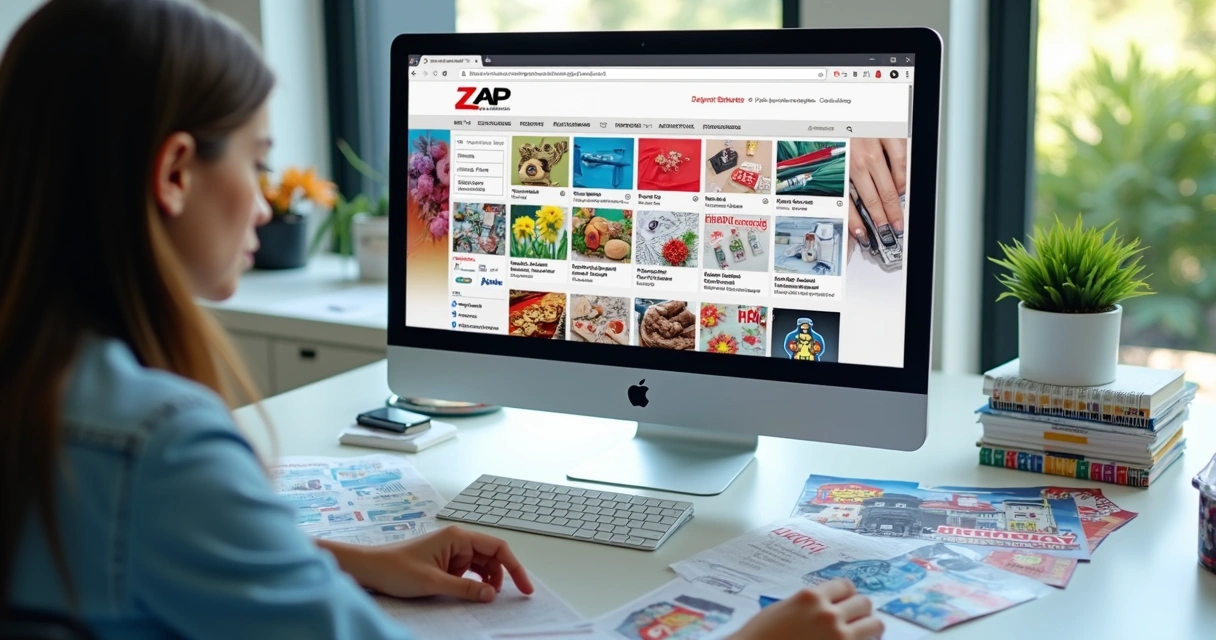 Painel do site da ZAP Gráfica exibindo catálogo de produtos gráficos para revenda 