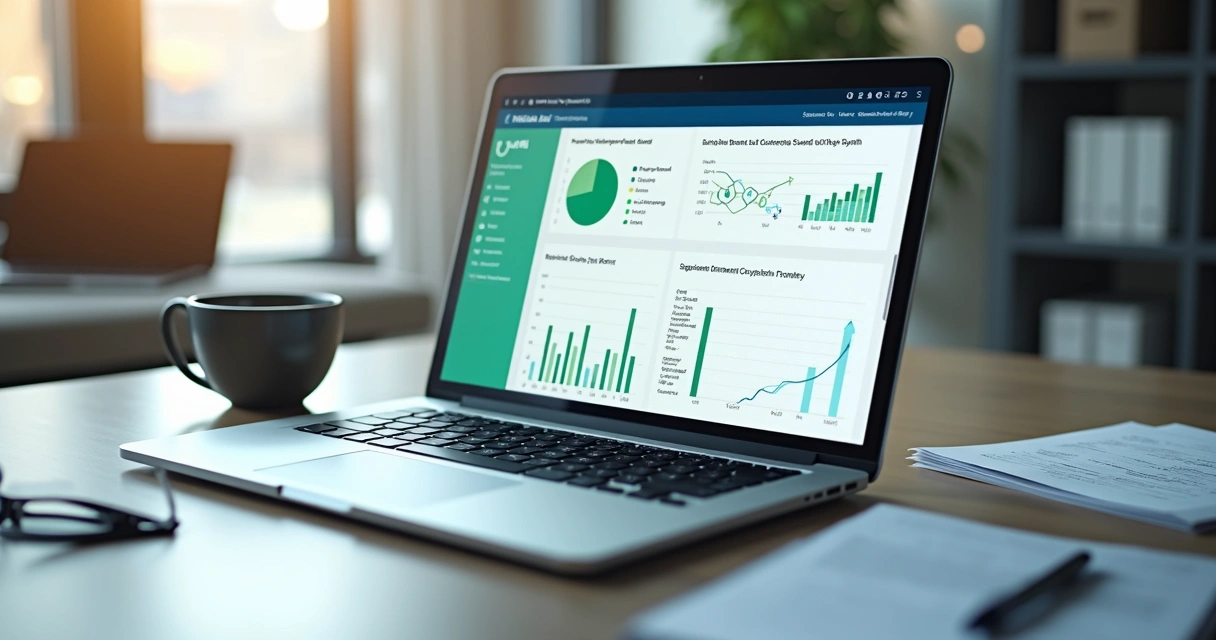 Painel com métricas de programa de indicações em notebook