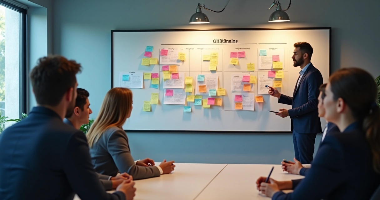 Painel de qualidade simples sendo apresentado em sala de reunião PME 