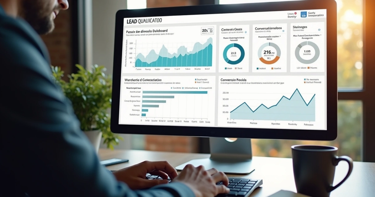 Dashboard with lead metrics on a computer screen