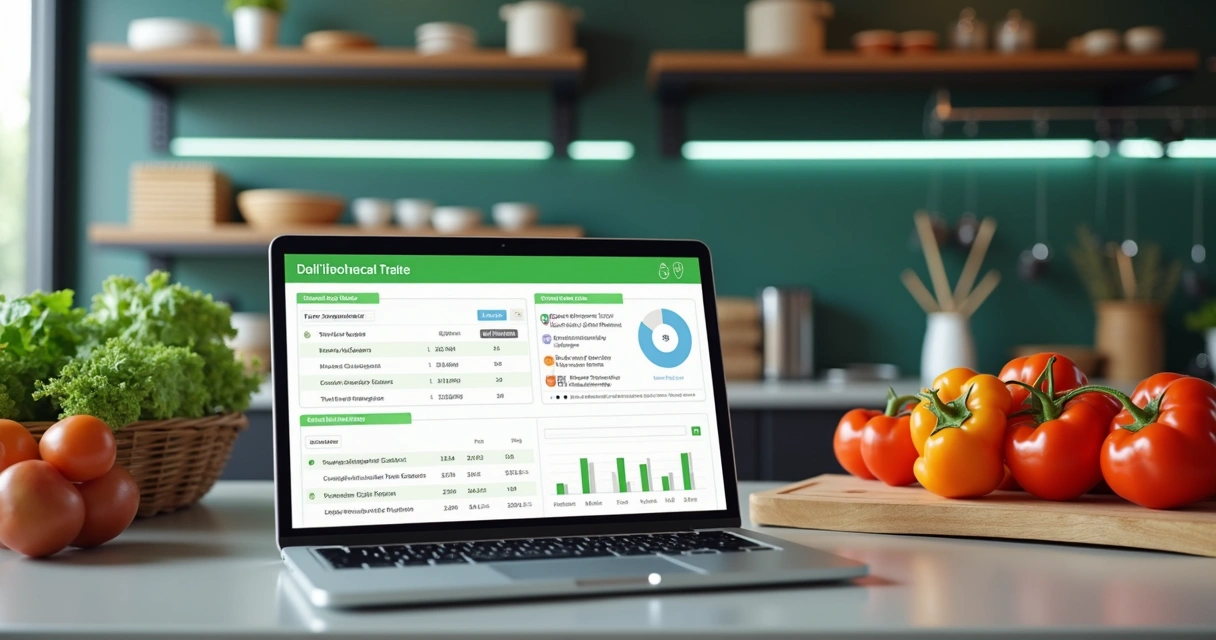 Painel digital de estoque e lotes em cozinha profissional 