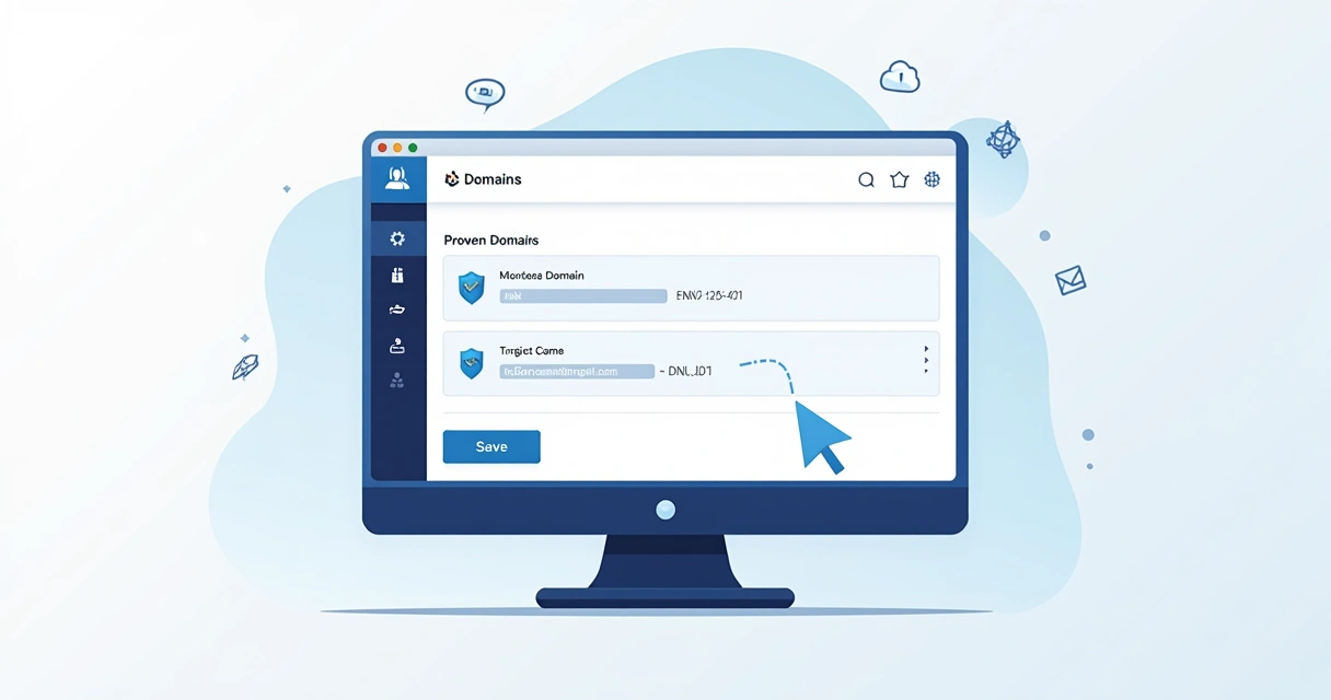 Painel de configuração de redirecionamento de domínio em uma interface web 