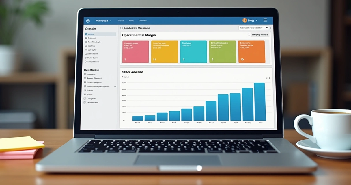 Dashboard com relatório de margem operacional em marketplace