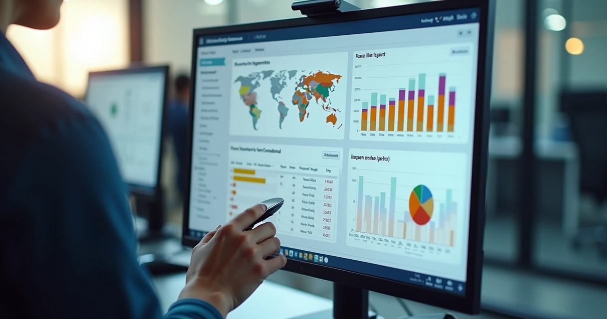 Painel digital de relatório de não conformidades com gráficos em tela de computador 