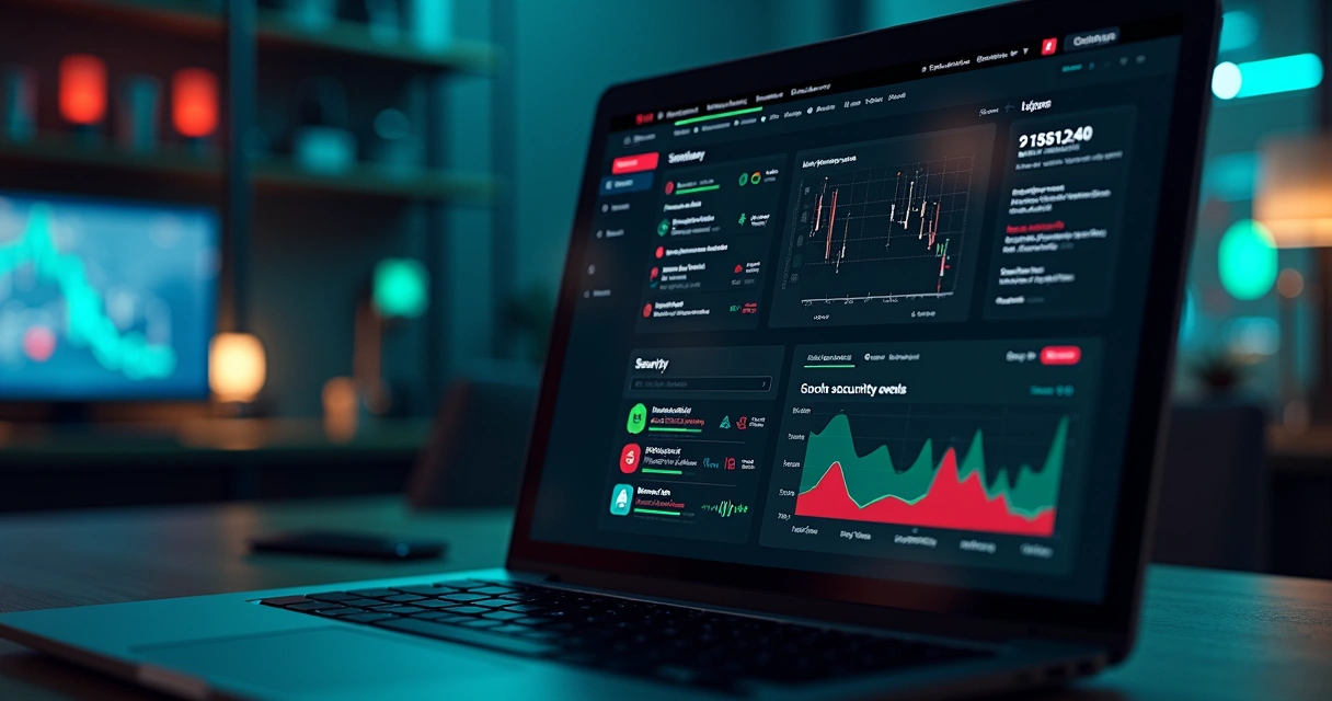 Painel de segurança de site WordPress mostrando alertas e logs 