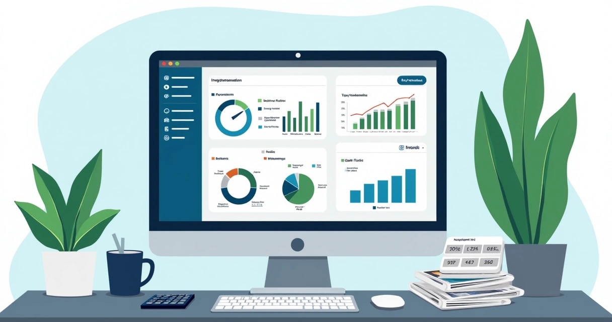 Painel com gráficos de vendas e indicadores comerciais