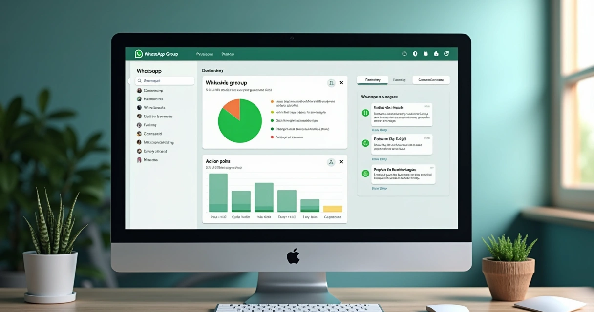 Painel de resumo de conversas de WhatsApp em tela de computador 
