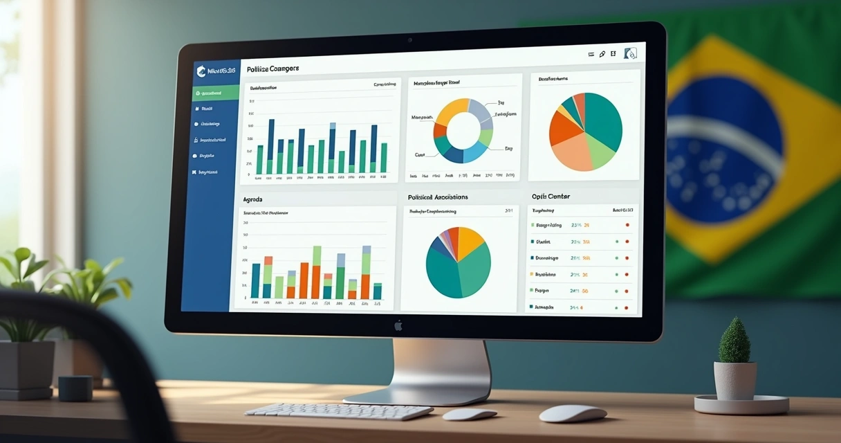 Painel digital com gráficos de relatórios de mandato estadual 