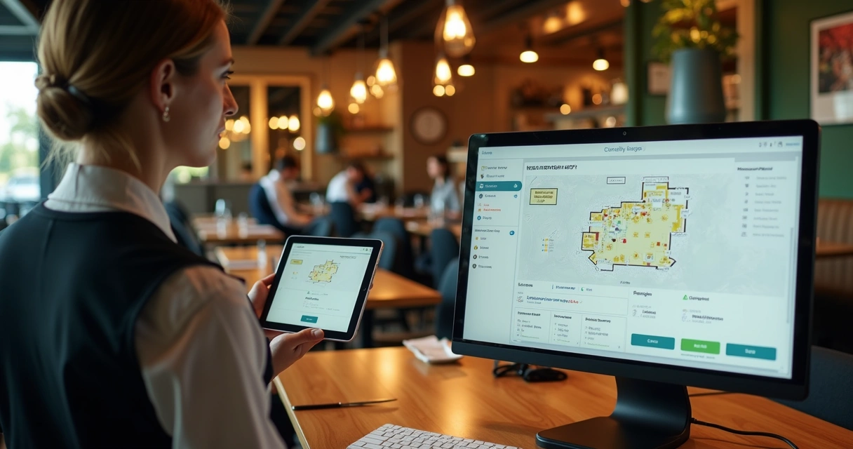 Painel digital de reservas em restaurante 