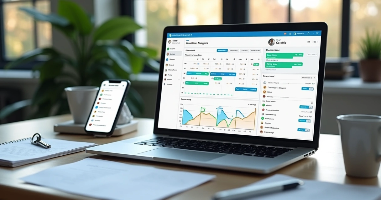 Painel de reservas com calendário e mensagens 