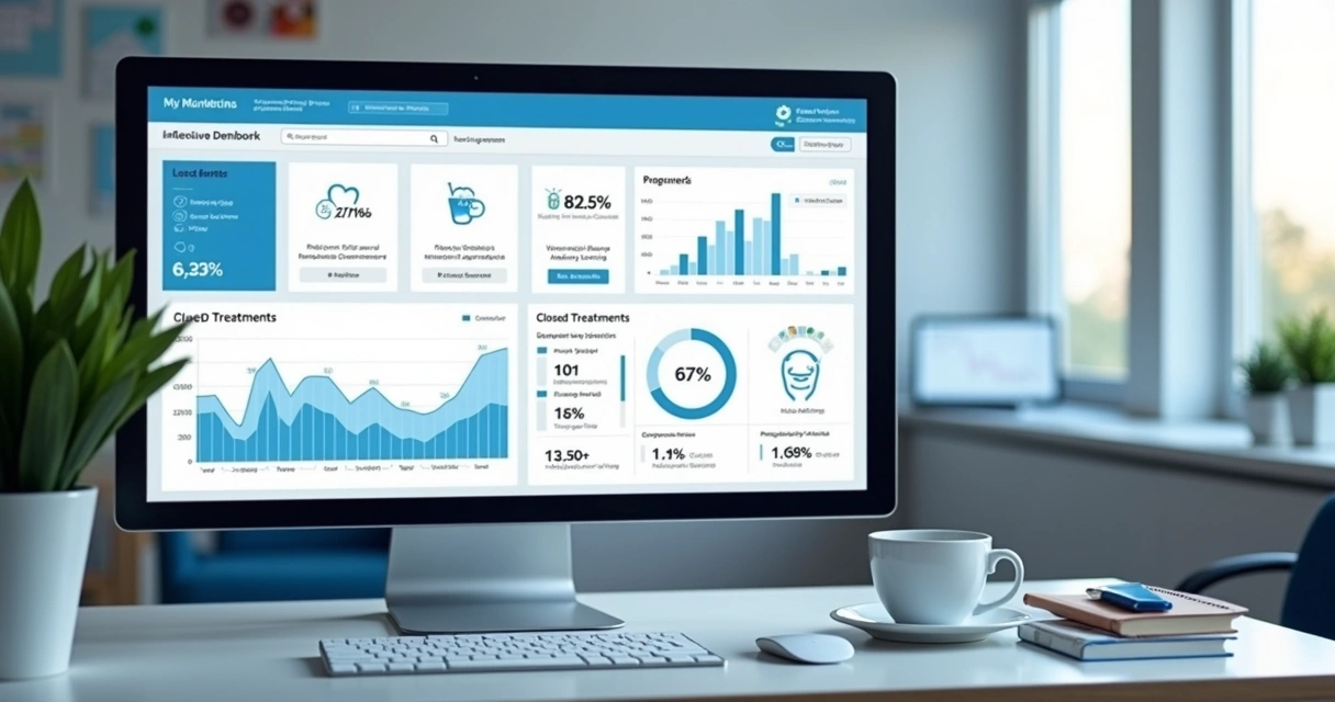 Painel com métricas de resultados de clínica odontológica 