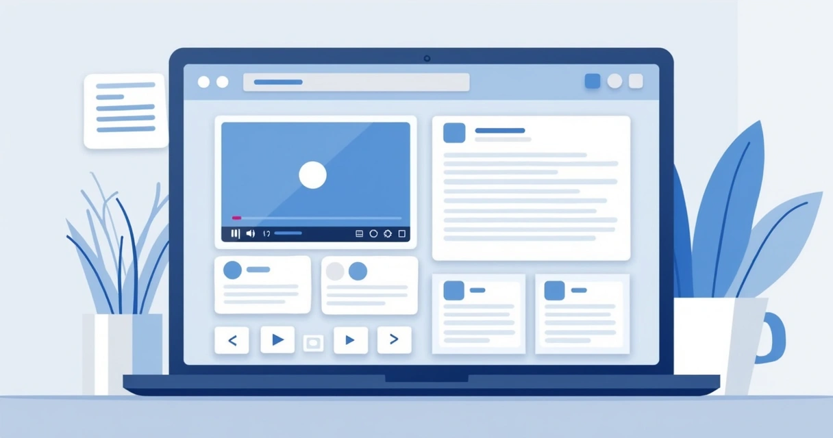Painel com vídeo, transcrição e resumo gerado por IA 