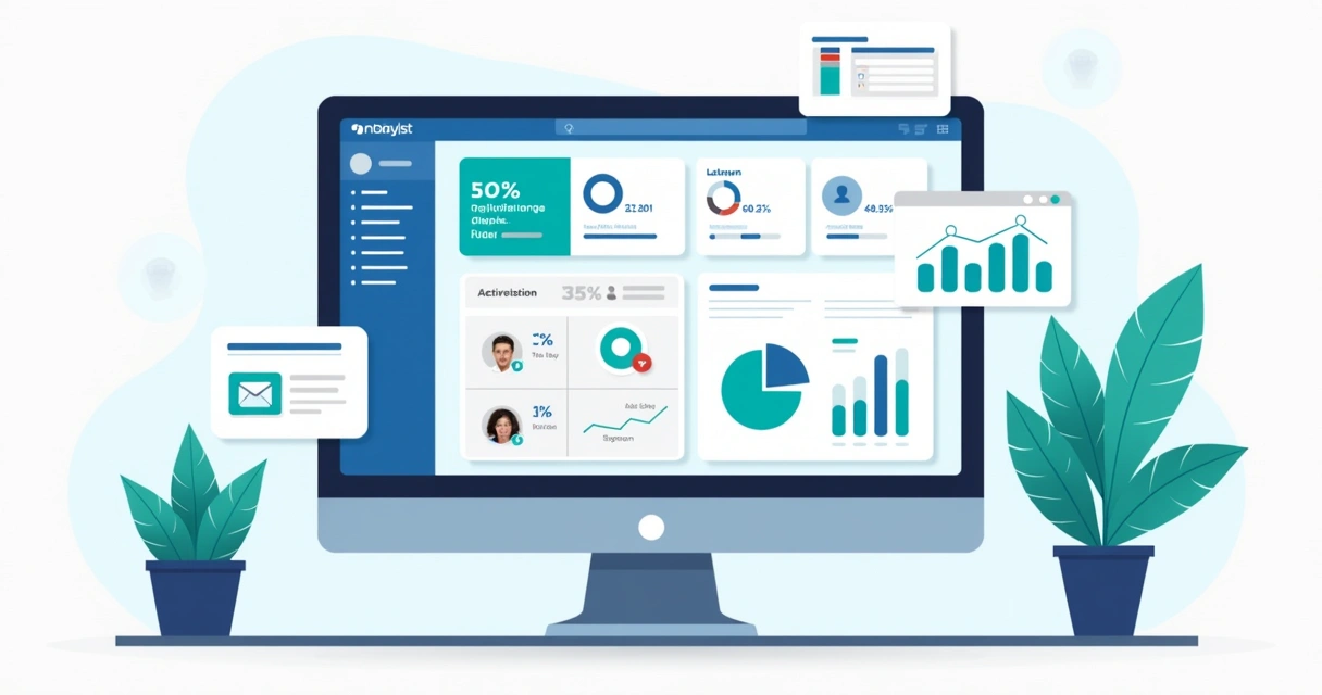 Painel com métricas de retenção e desempenho de landing pages