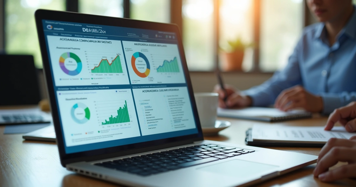 Painel de RH com indicadores de saúde ocupacional em tela de notebook 