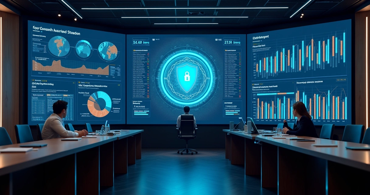Painel digital de cibersegurança com risco pós-quântico 
