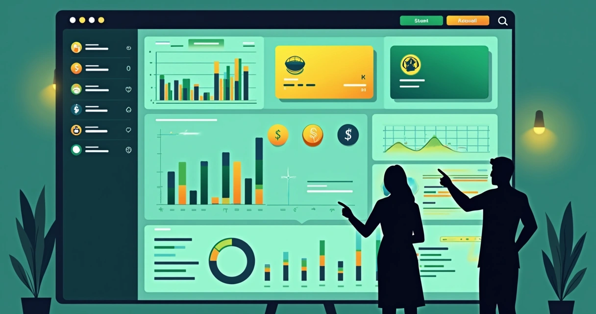 Painel digital com gráficos de apostas esportivas, estatísticas e opções de personalização 