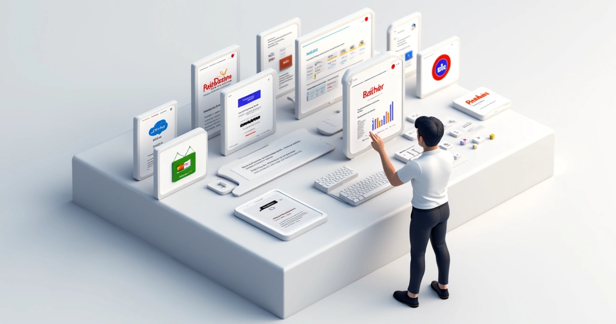 Painel branco com múltiplos apps personalizáveis de marcas pessoais digitais 
