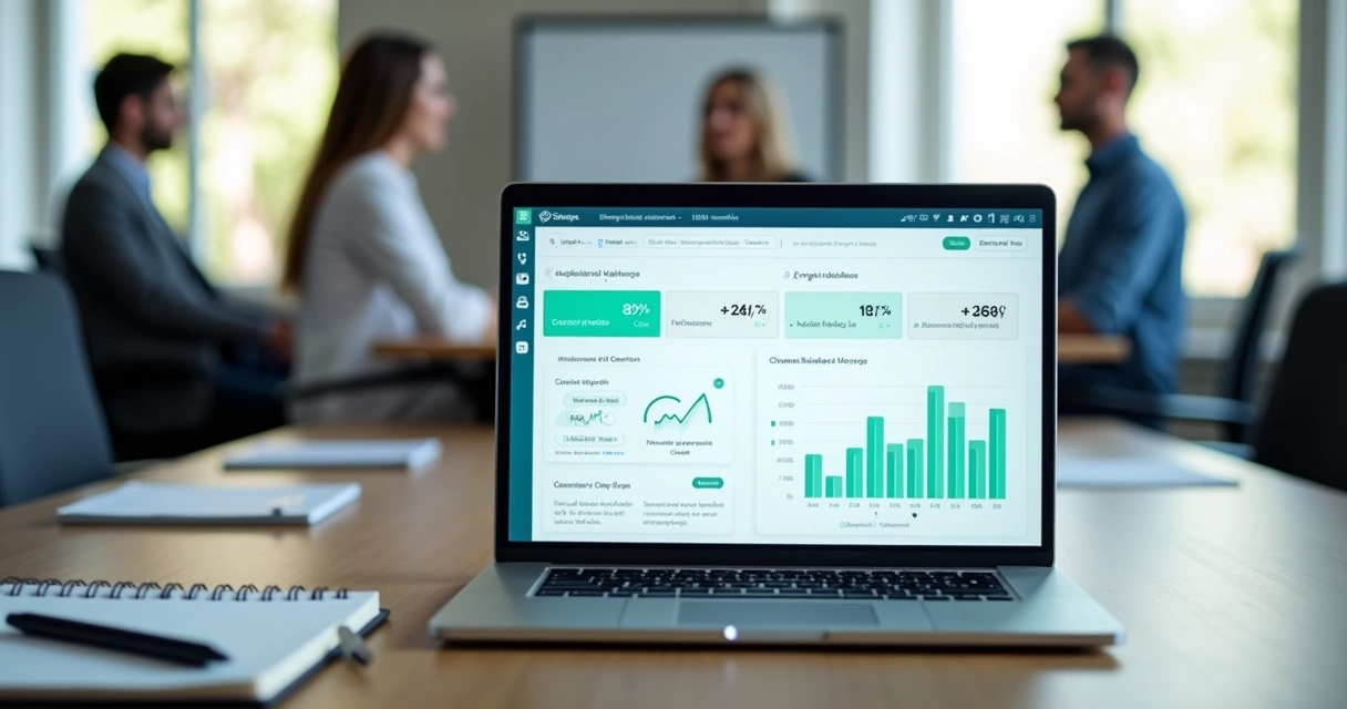 Painel de saúde corporativa com indicadores de bem-estar 
