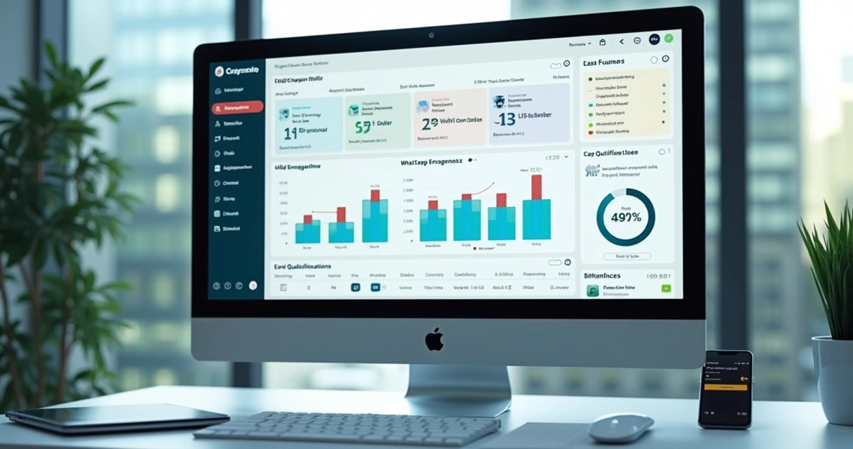 Painel com score de leads e métricas de conversa 