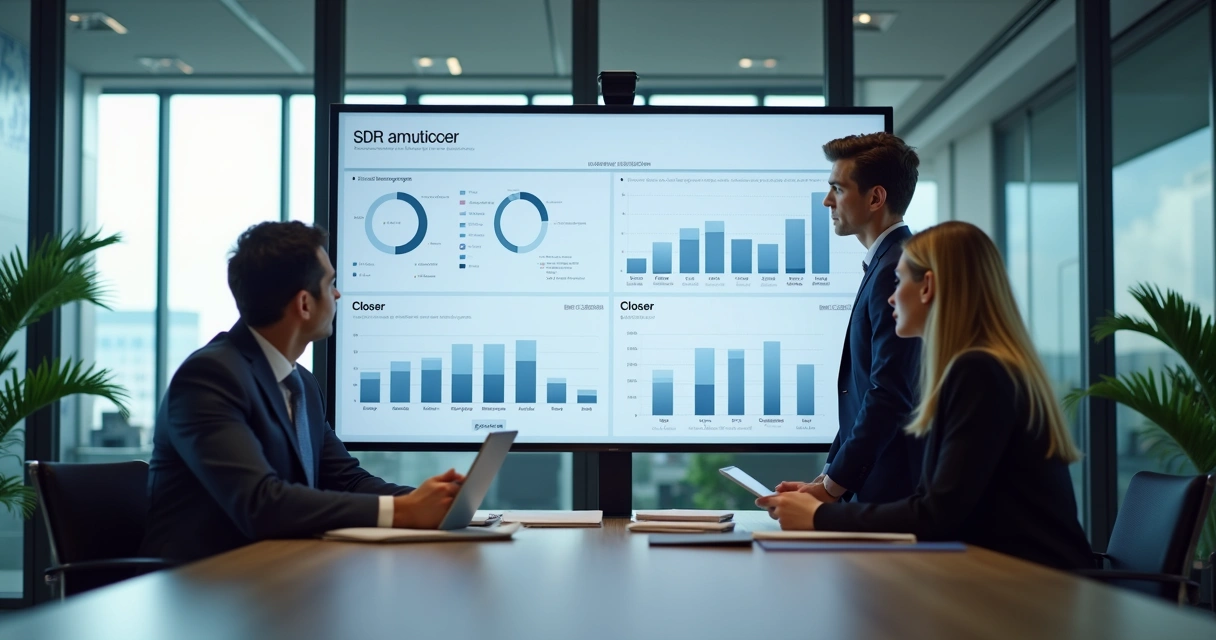 Painel de scorecard mostrando indicadores de vendas de SDR e Closer 