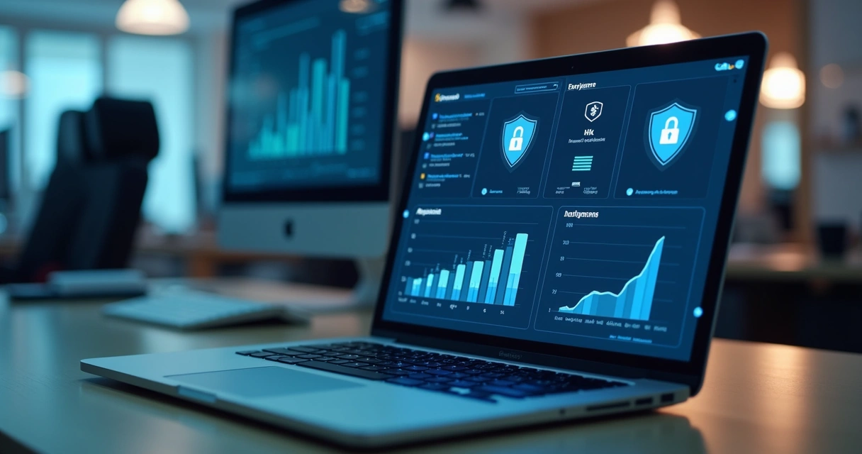 ESET e Bitdefender - Painel de segurança em notebook corporativo 