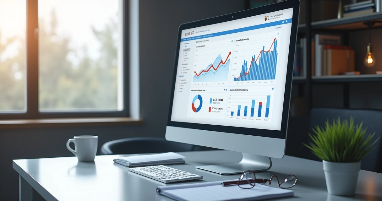 Painel de SEO jurídico em tela com métricas e buscas locais