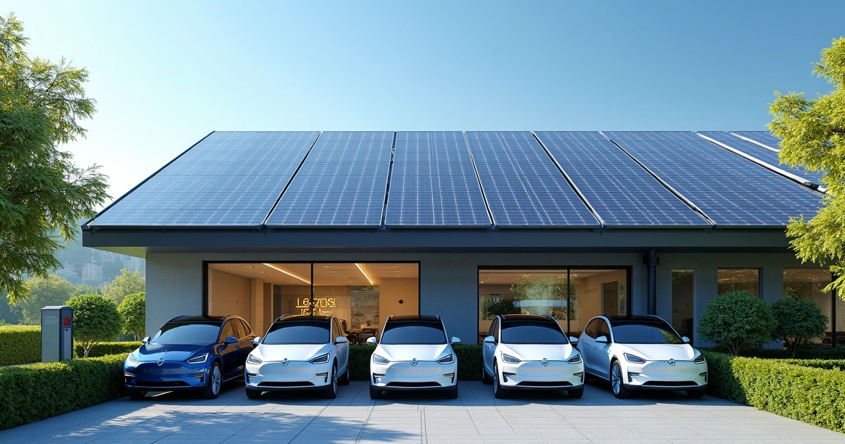 Empresa com painéis solares e carros elétricos 