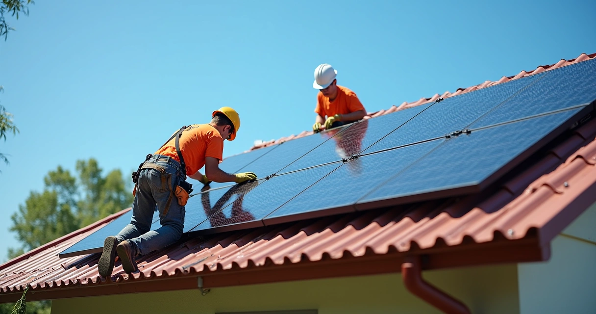 Instalação de painéis solares no telhado de uma casa em Sorriso MT