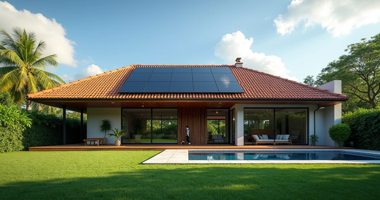 Sistema de energia solar em casa de alto padrão em Petrolina