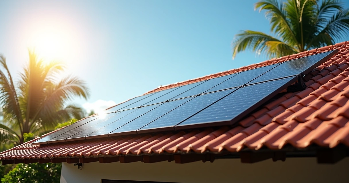 Painel solar instalado em telhado residencial brasileiro 