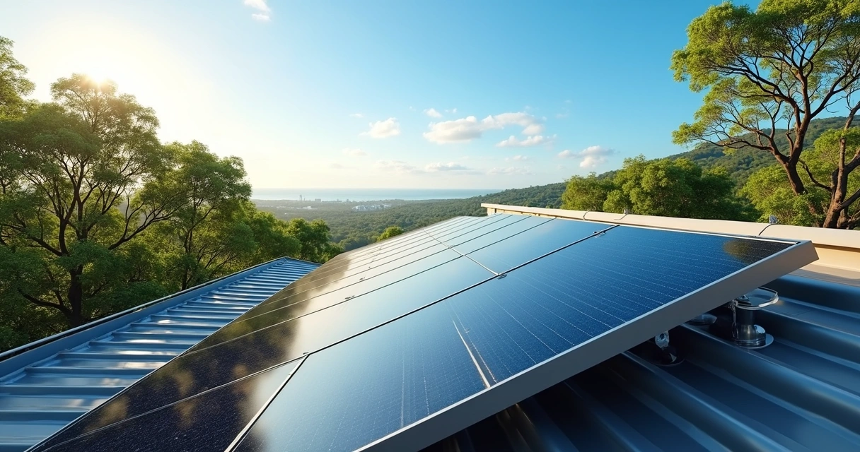 Painel solar instalado em telhado residencial em Pernambuco. 